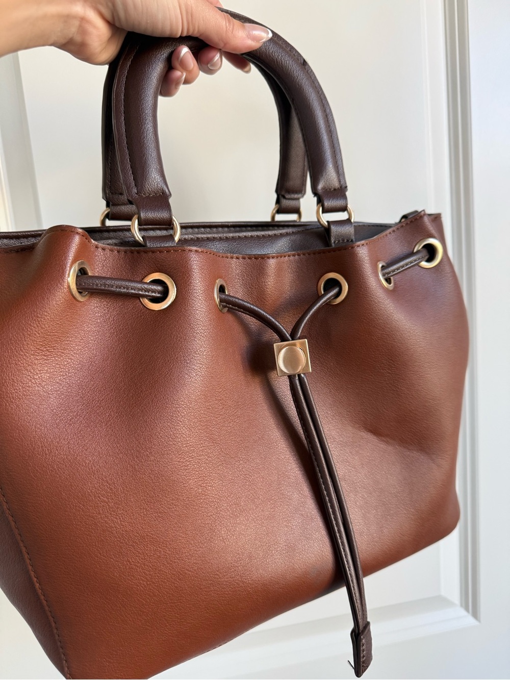 Classic Brown Drawstring Tote Bag - Picture 9 of 9